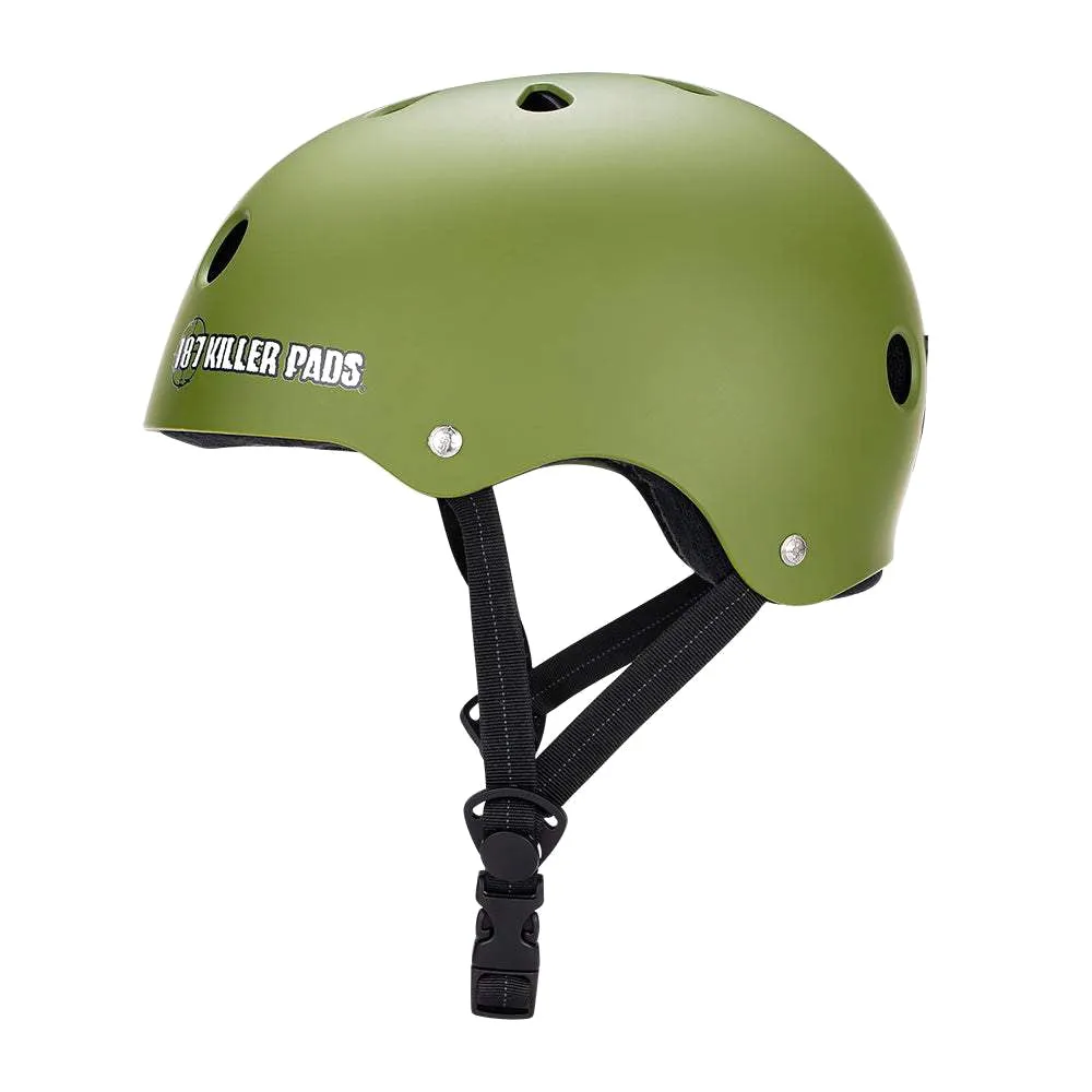 187 Killer Pads Pro Skate Helmet w/ Sweatsaver Liner Army Green