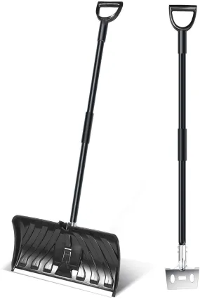 2-in-1 Snow Shovel & Ice Scraper, 55-INCH Collapsible Multipurpose Snow Shovels