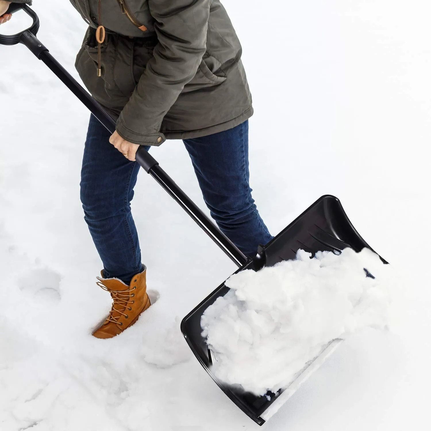 2-in-1 Snow Shovel & Ice Scraper, 55-INCH Collapsible Multipurpose Snow Shovels