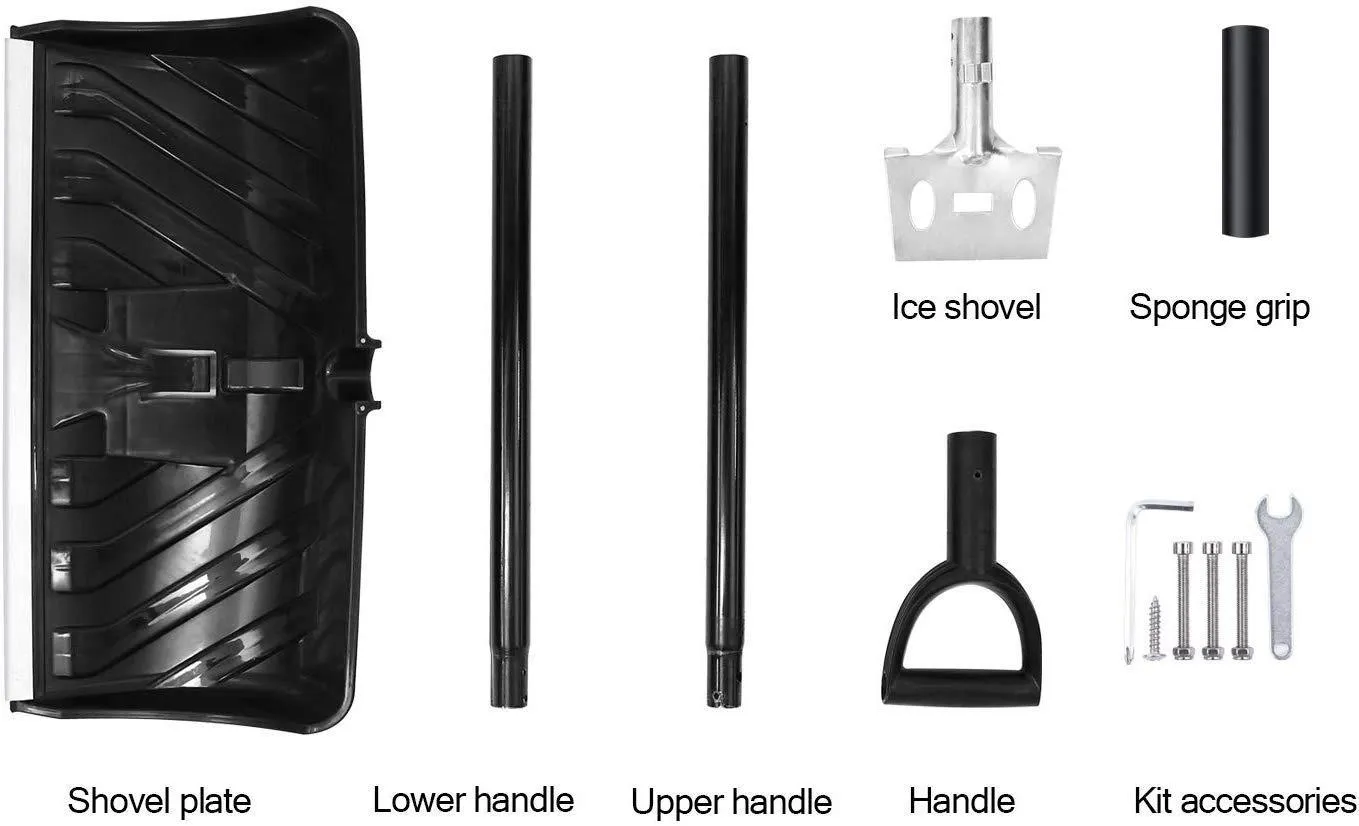 2-in-1 Snow Shovel & Ice Scraper, 55-INCH Collapsible Multipurpose Snow Shovels