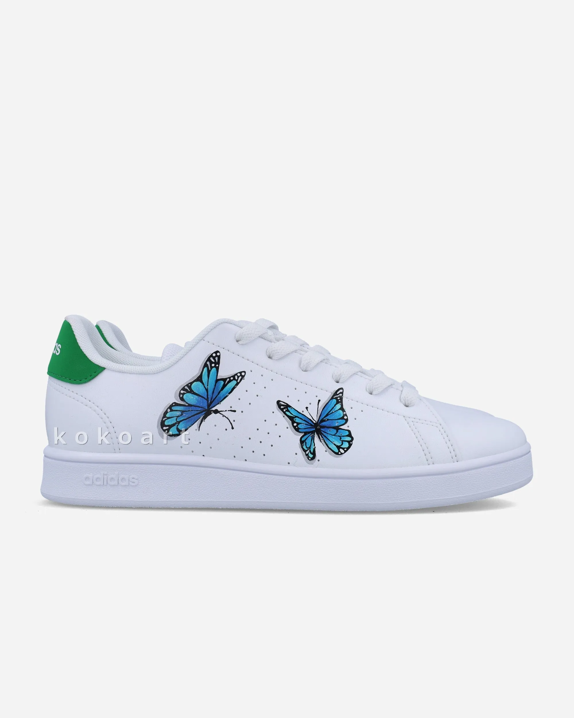 Adidas Advantage Hand Painted Blue Butterflies