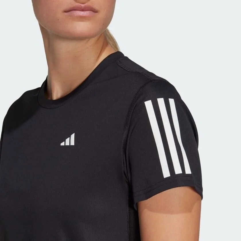 adidas Own The Run Womens Running T-Shirt Black Breathable Top Aeroready