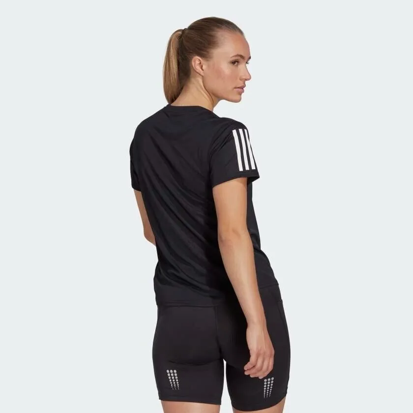 adidas Own The Run Womens Running T-Shirt Black Breathable Top Aeroready