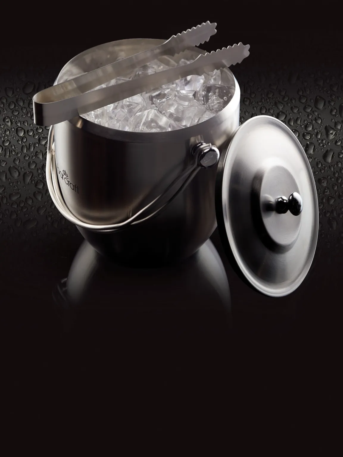 BarCraft Stainless Steel Ice Bucket with Lid and Tongs