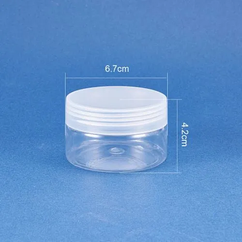 Bead Storage Containers, Organizer Jars, Wide-Mouth, Plastic, Clear, 6.7x4.2cm