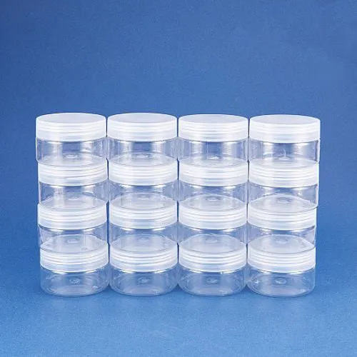 Bead Storage Containers, Organizer Jars, Wide-Mouth, Plastic, Clear, 6.7x4.2cm