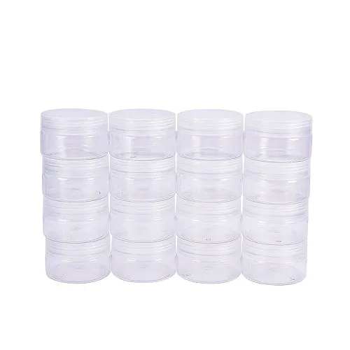 Bead Storage Containers, Organizer Jars, Wide-Mouth, Plastic, Clear, 6.7x4.2cm