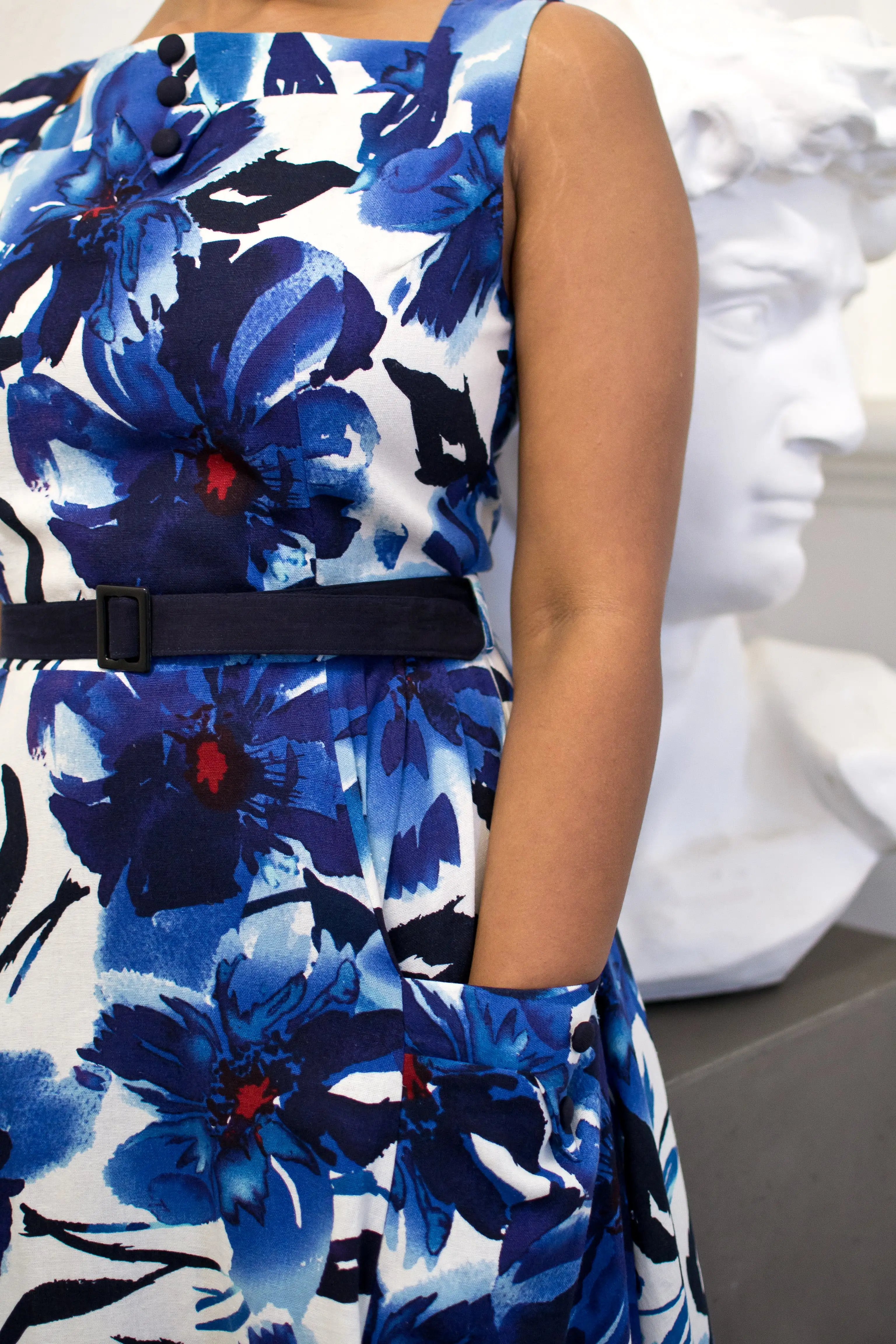 Bee Blue & Red Floral Dress