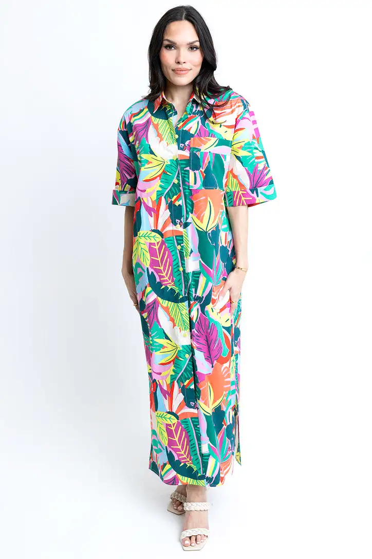 Birds of Paradise Shirt Maxi Dress