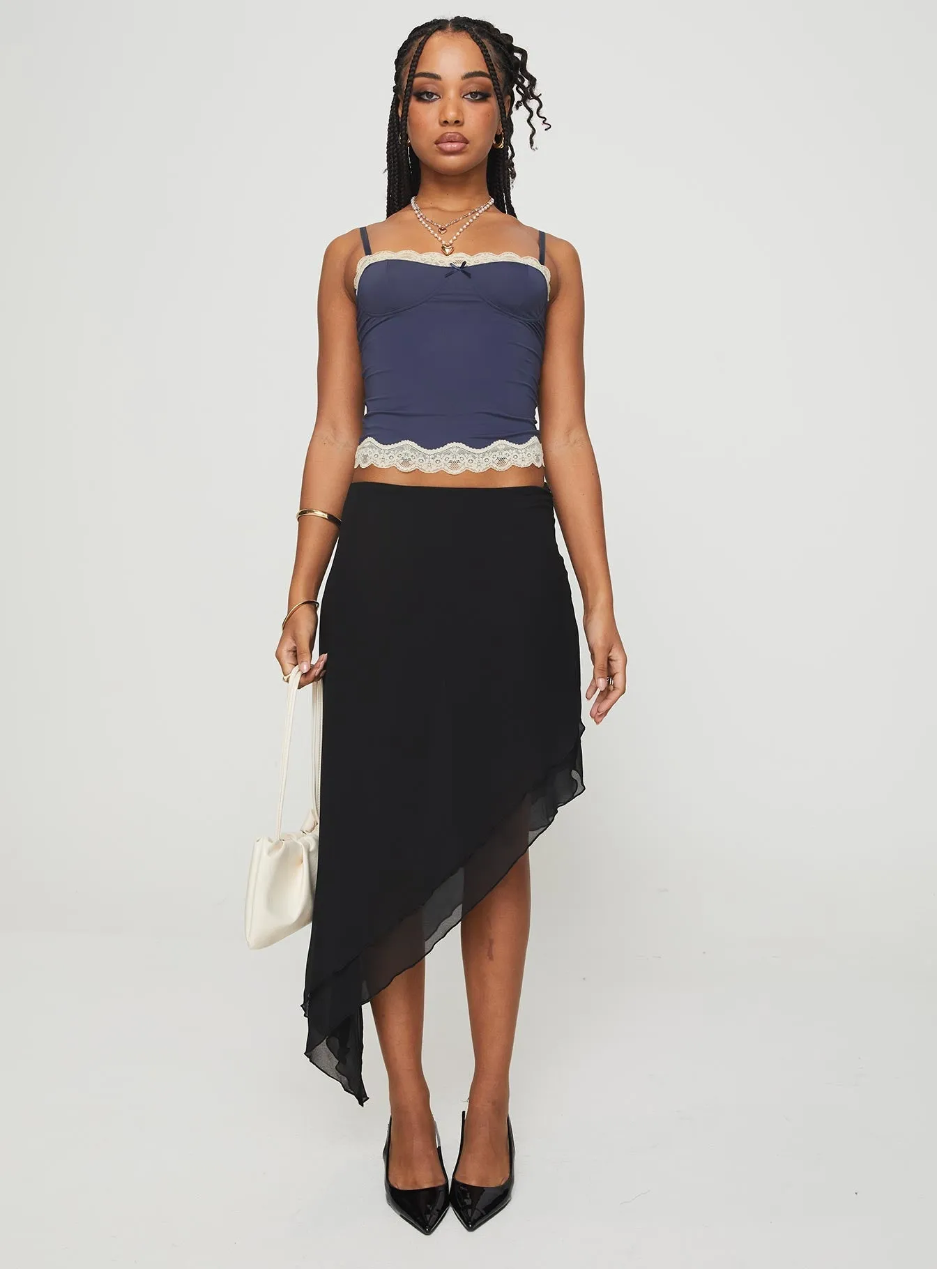 Canaan Asymmetrical Midi Skirt Black