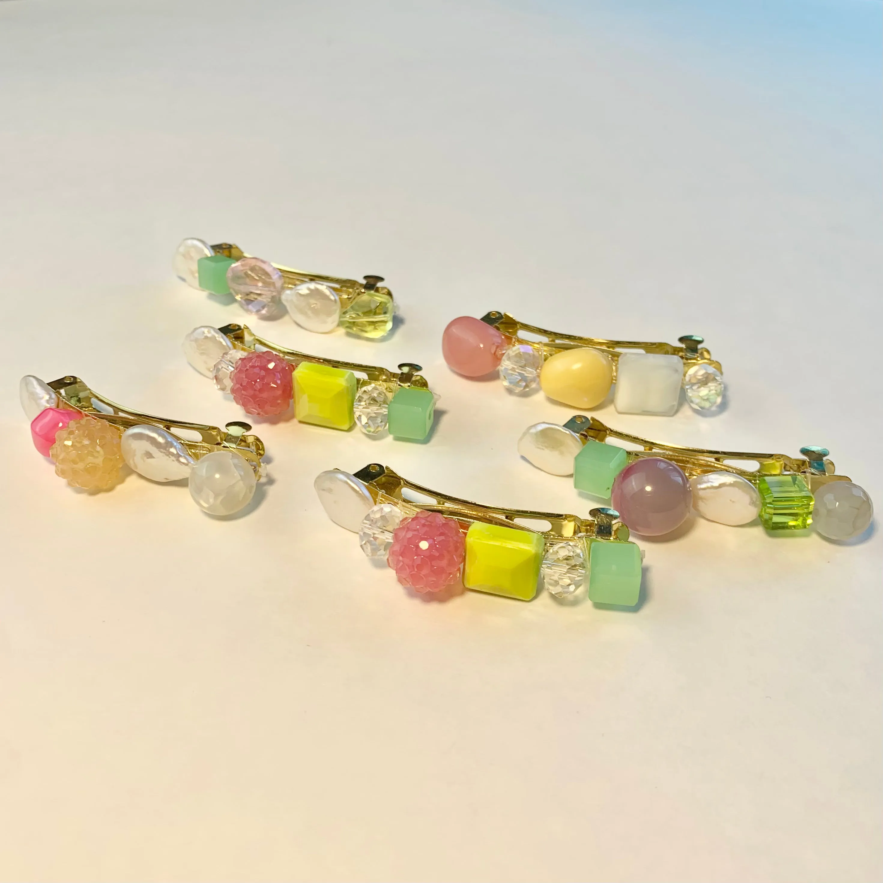 Candy pearl barrettes