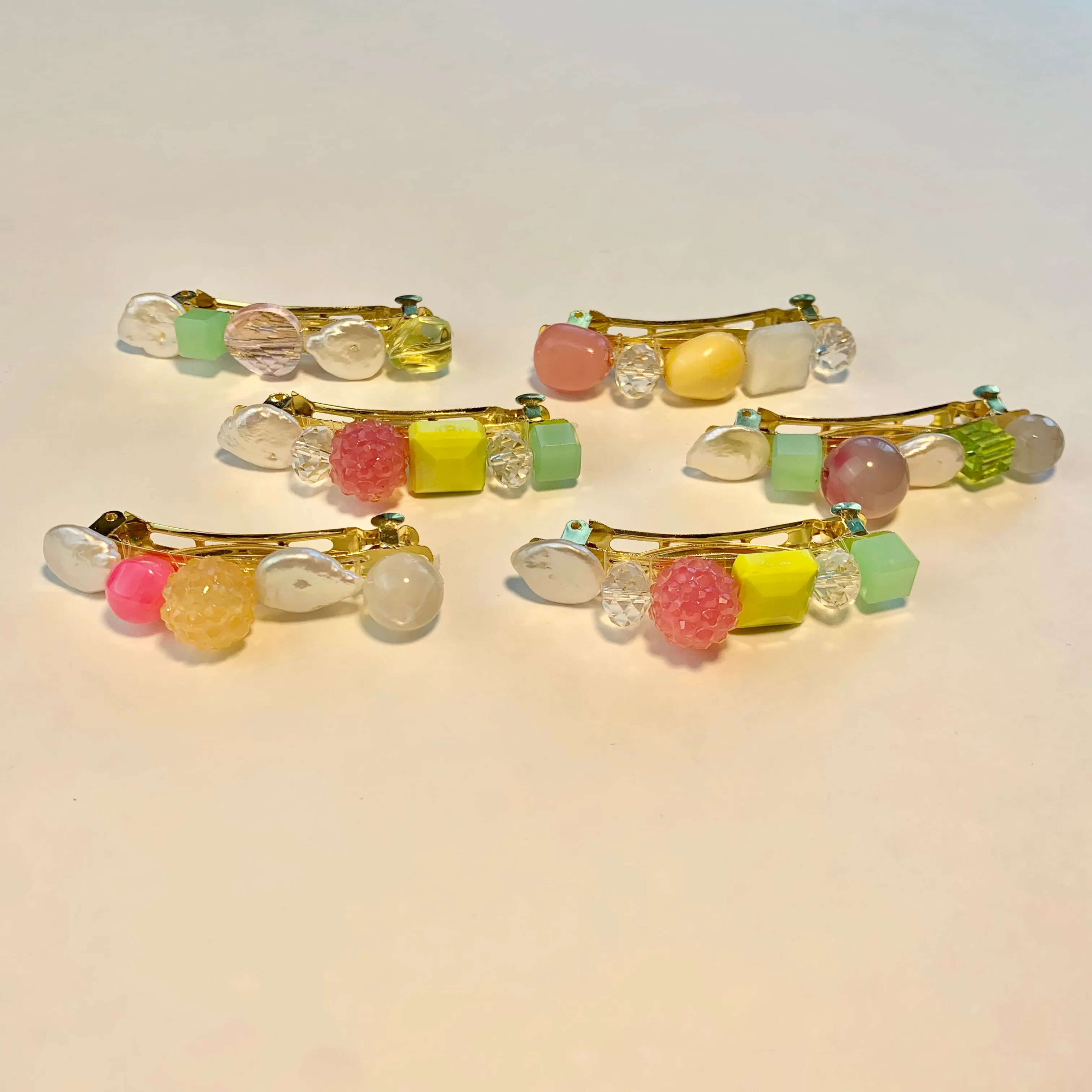 Candy pearl barrettes