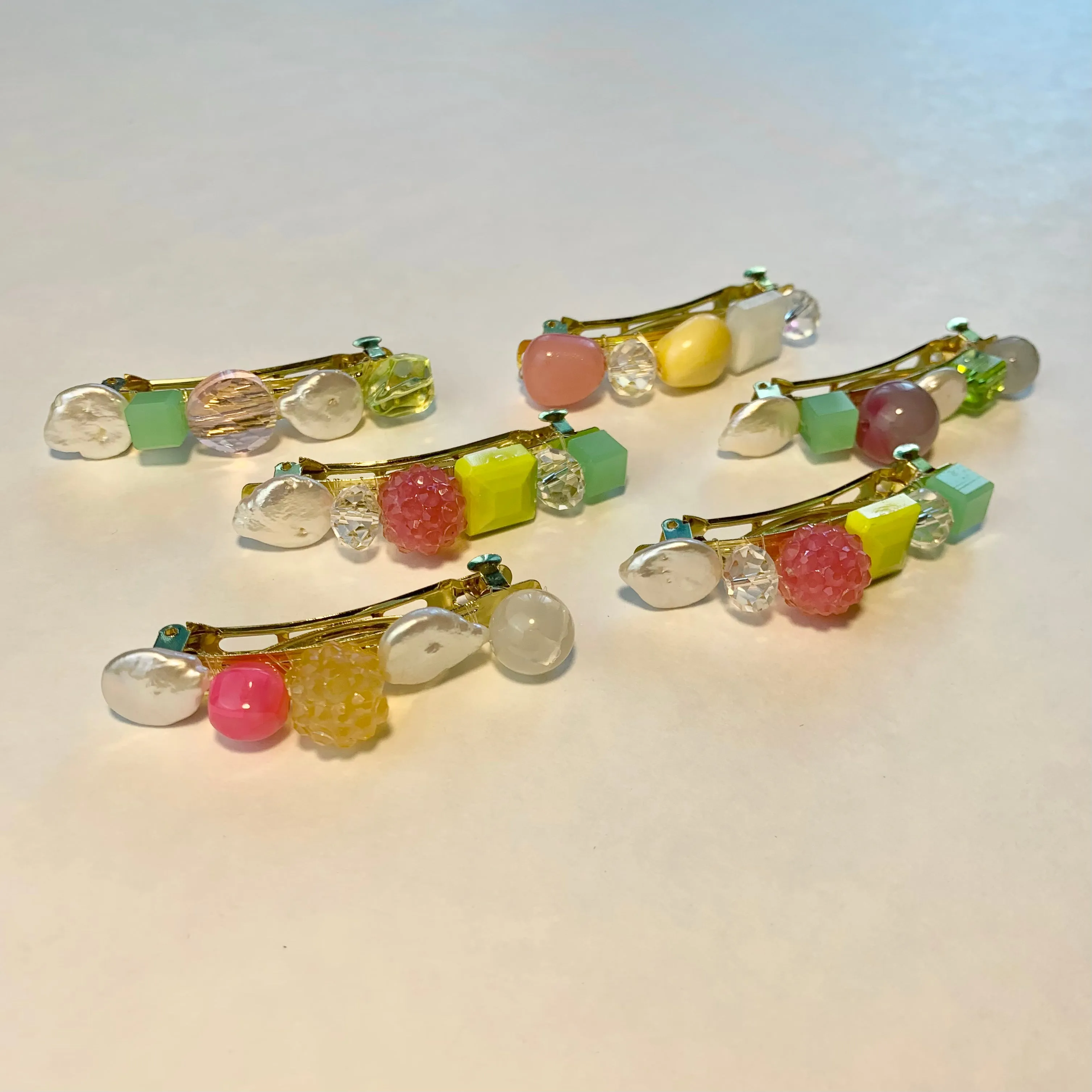 Candy pearl barrettes