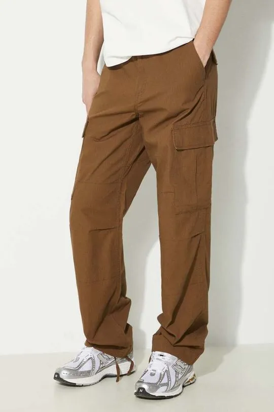 Carhartt WIP cotton trousers Regular Cargo Pant brown color I032467.1ZD02