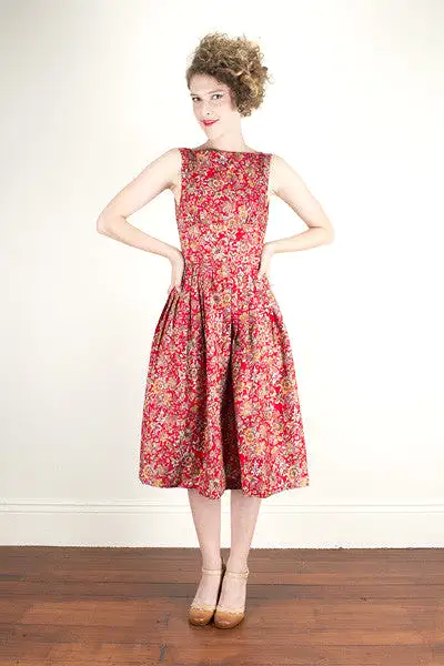 Cherise Red Floral Dress