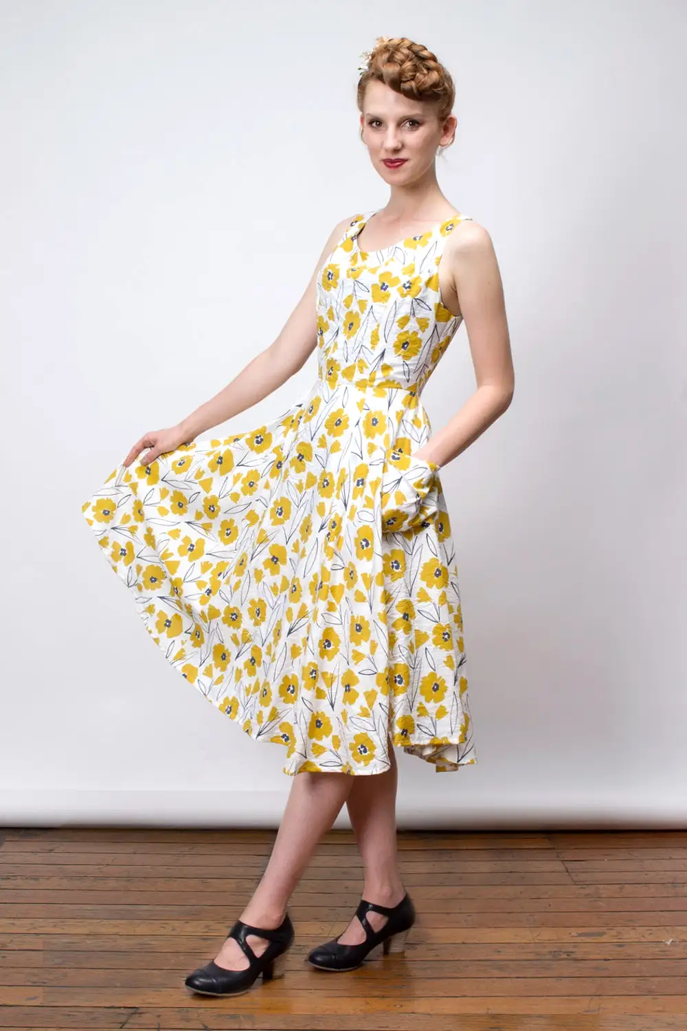 Chita Mustard & Cream Floral Dress