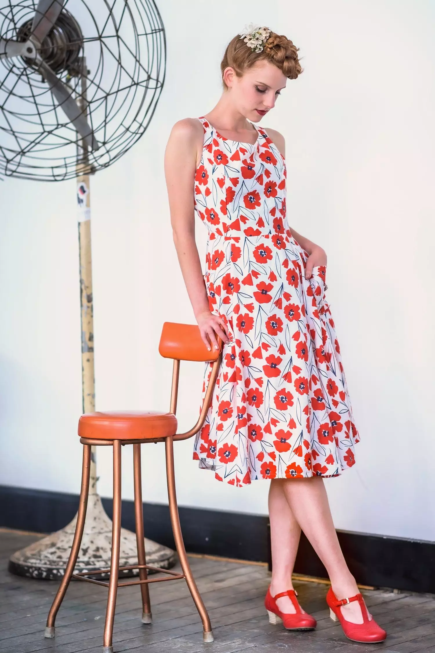 Chita Red & Cream Floral Dress