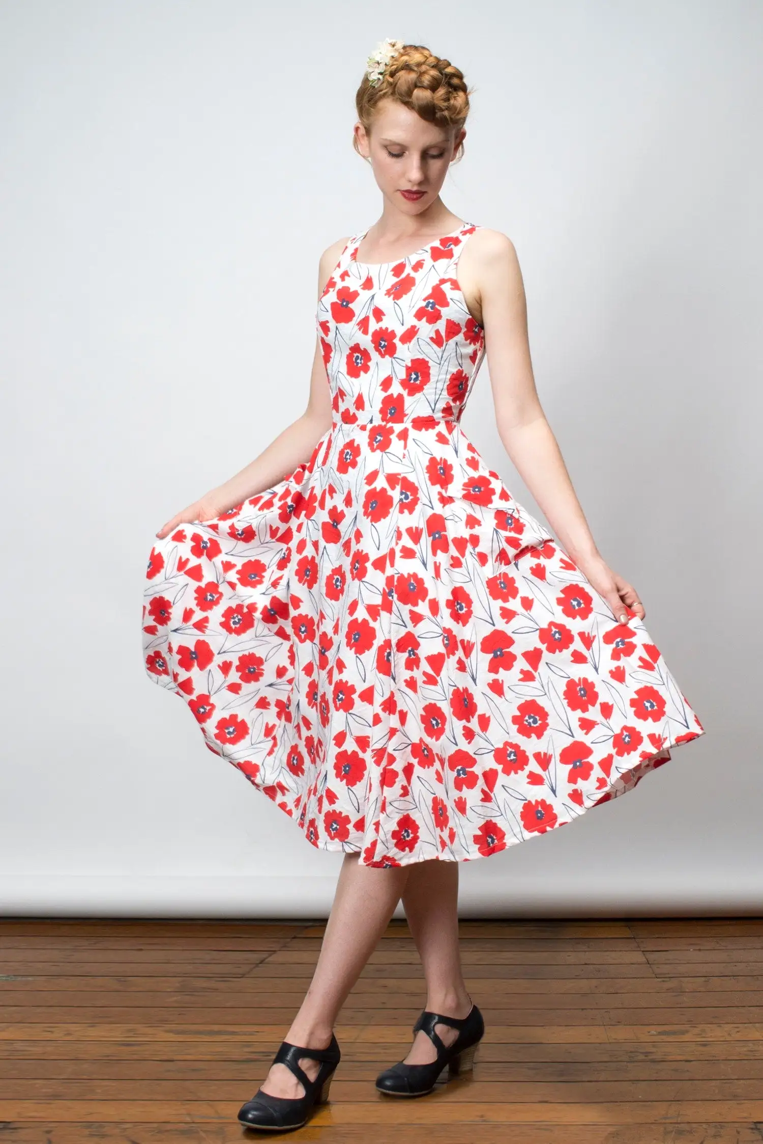 Chita Red & Cream Floral Dress