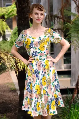 Clementine Mustard Floral Dress