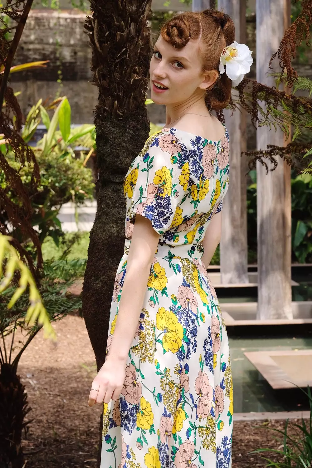 Clementine Mustard Floral Dress