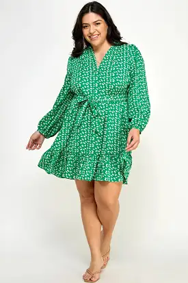 Curve | Bringing that Spring Vibe Green Floral Dress