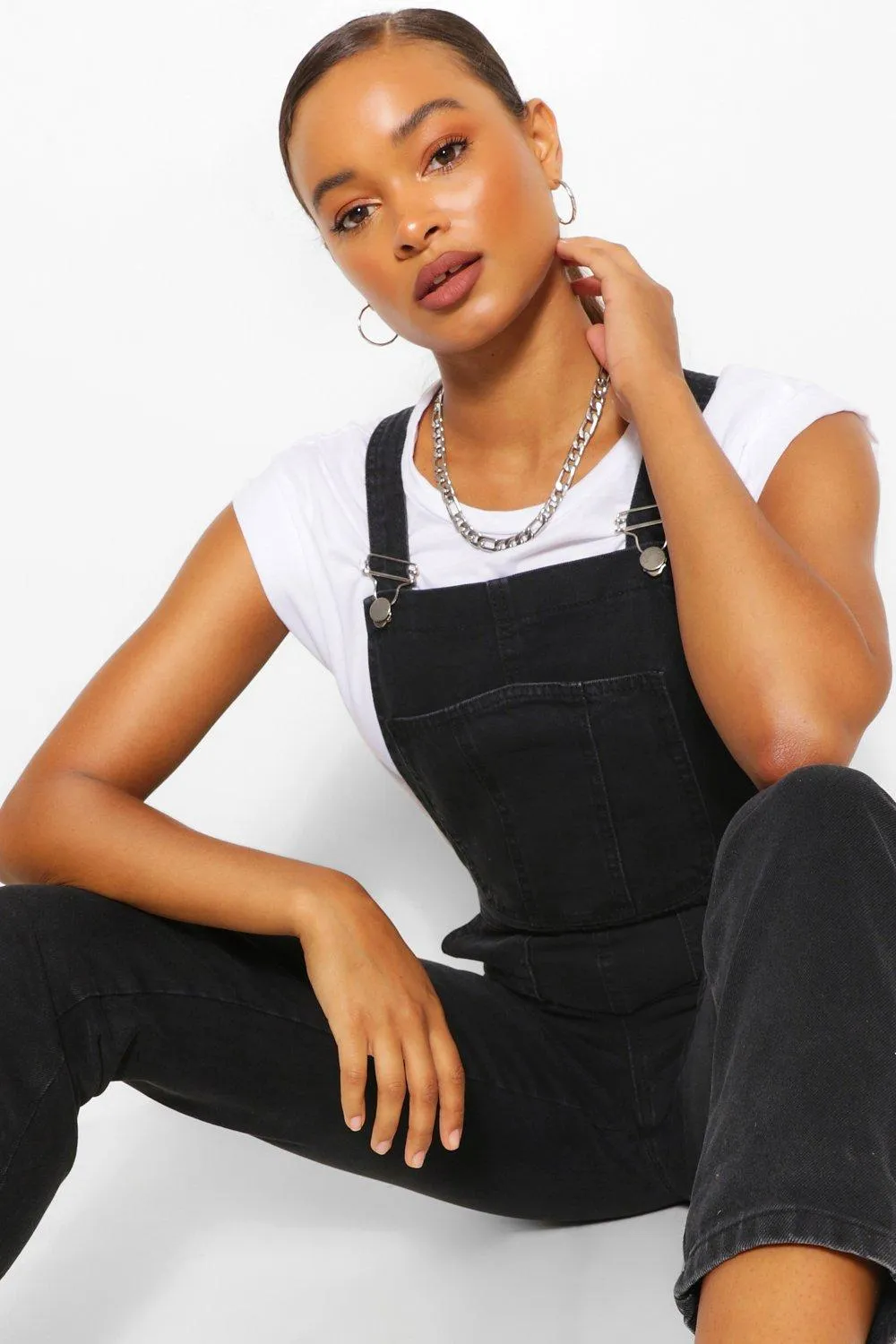 Denim Roll Up Hem Overalls