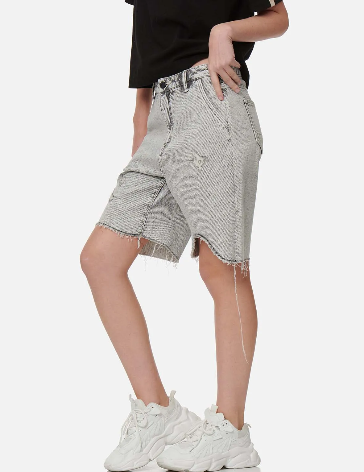 Distressed Bermuda Denim Shorts