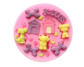 Dog Doghouse Bone Mini Silicone Mold I Love Dogs Theme, Resin Fondant Molds Sugar Craft Tools Chocolate Mould Cake Decorating Mo