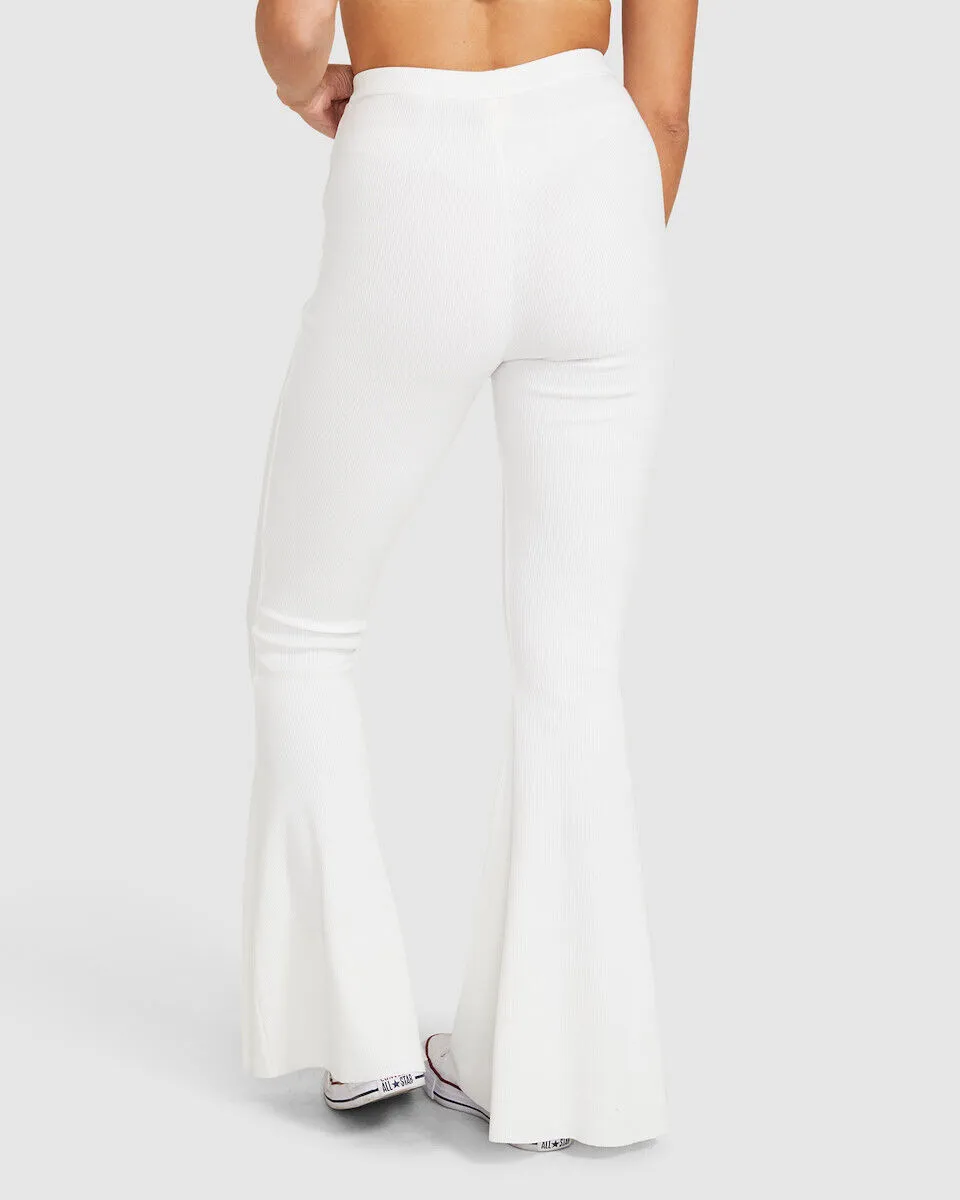 Don't Ask Amanda Rocko Ribbed Flare Pants Off White