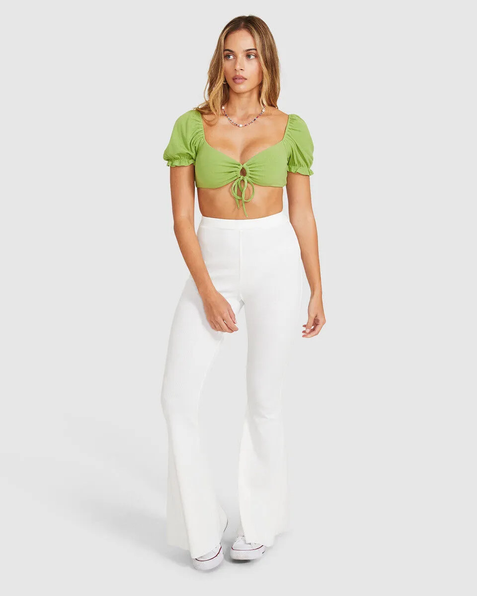 Don't Ask Amanda Rocko Ribbed Flare Pants Off White