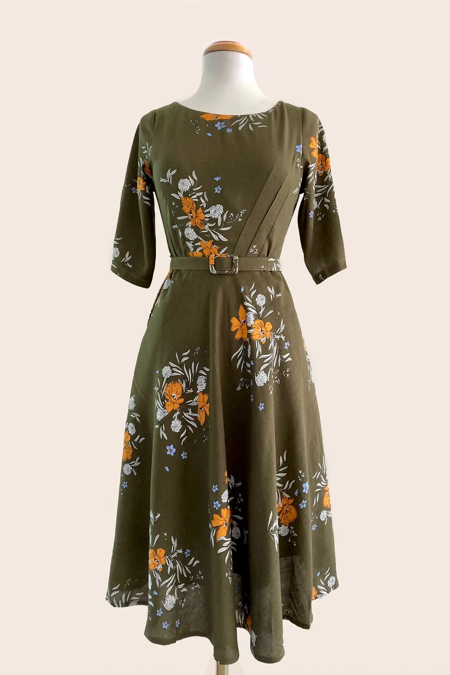 Doris Green & Orange Floral Dress