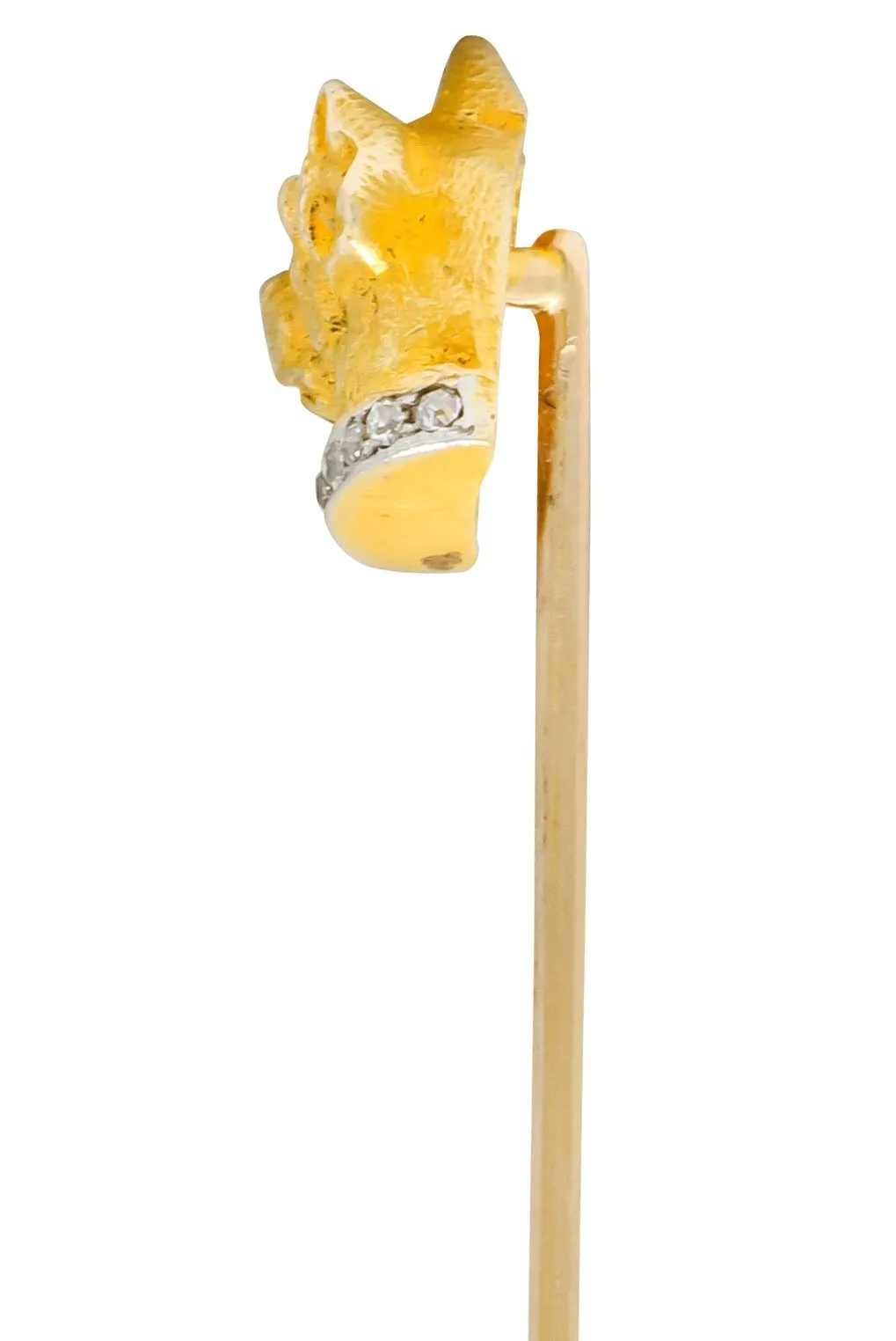 Edwardian Diamond Platinum-Topped 14 Karat Gold Dog Stickpin