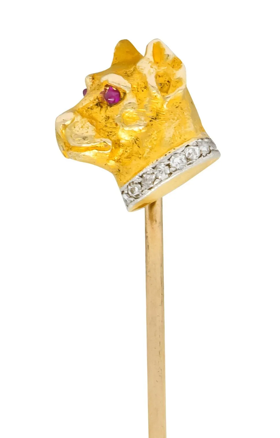 Edwardian Diamond Platinum-Topped 14 Karat Gold Dog Stickpin