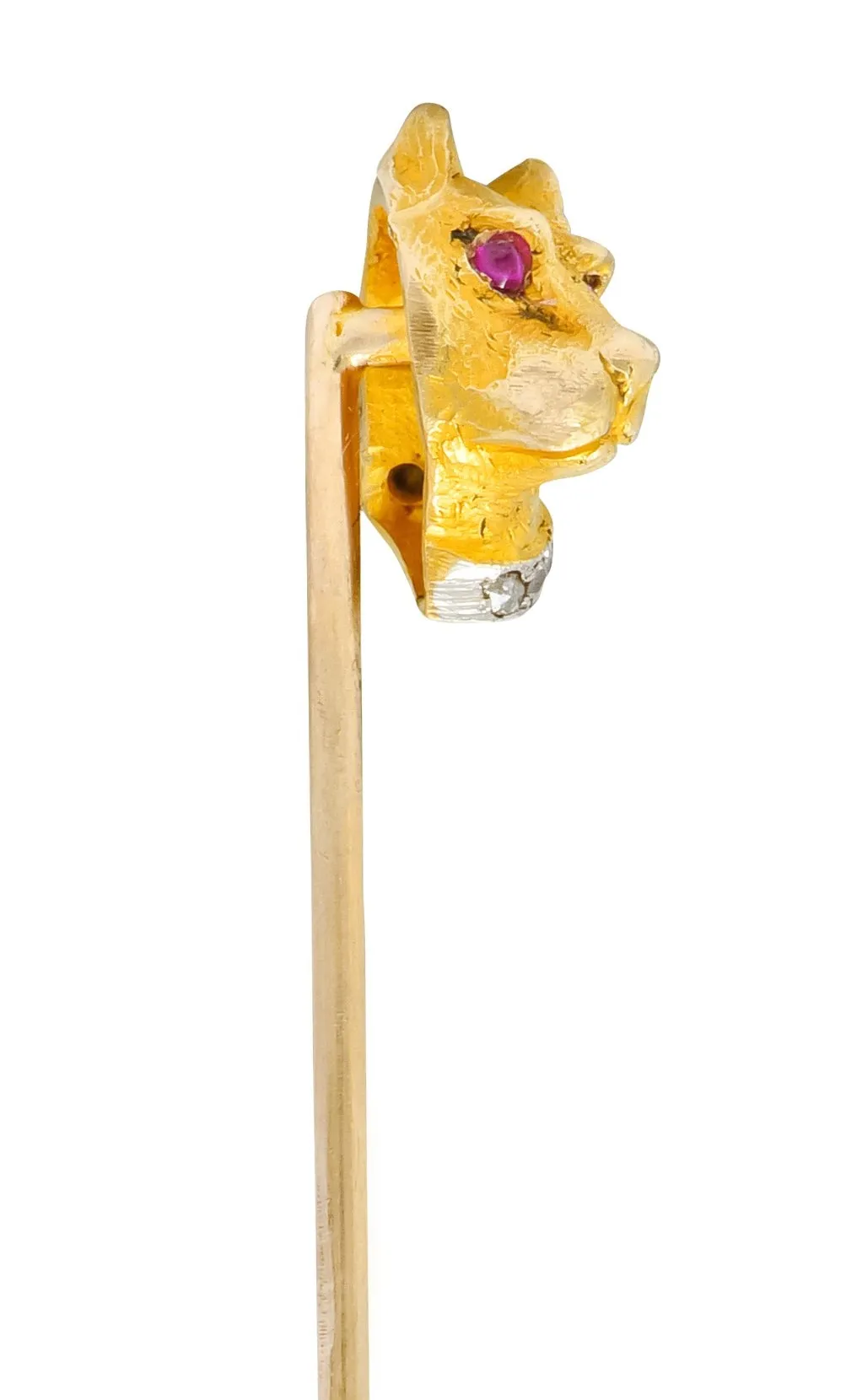 Edwardian Diamond Platinum-Topped 14 Karat Gold Dog Stickpin