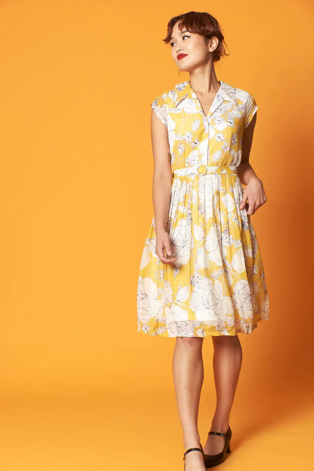 Ellen Custard & Cream Floral Dress