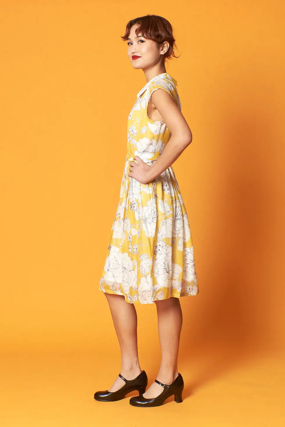 Ellen Custard & Cream Floral Dress