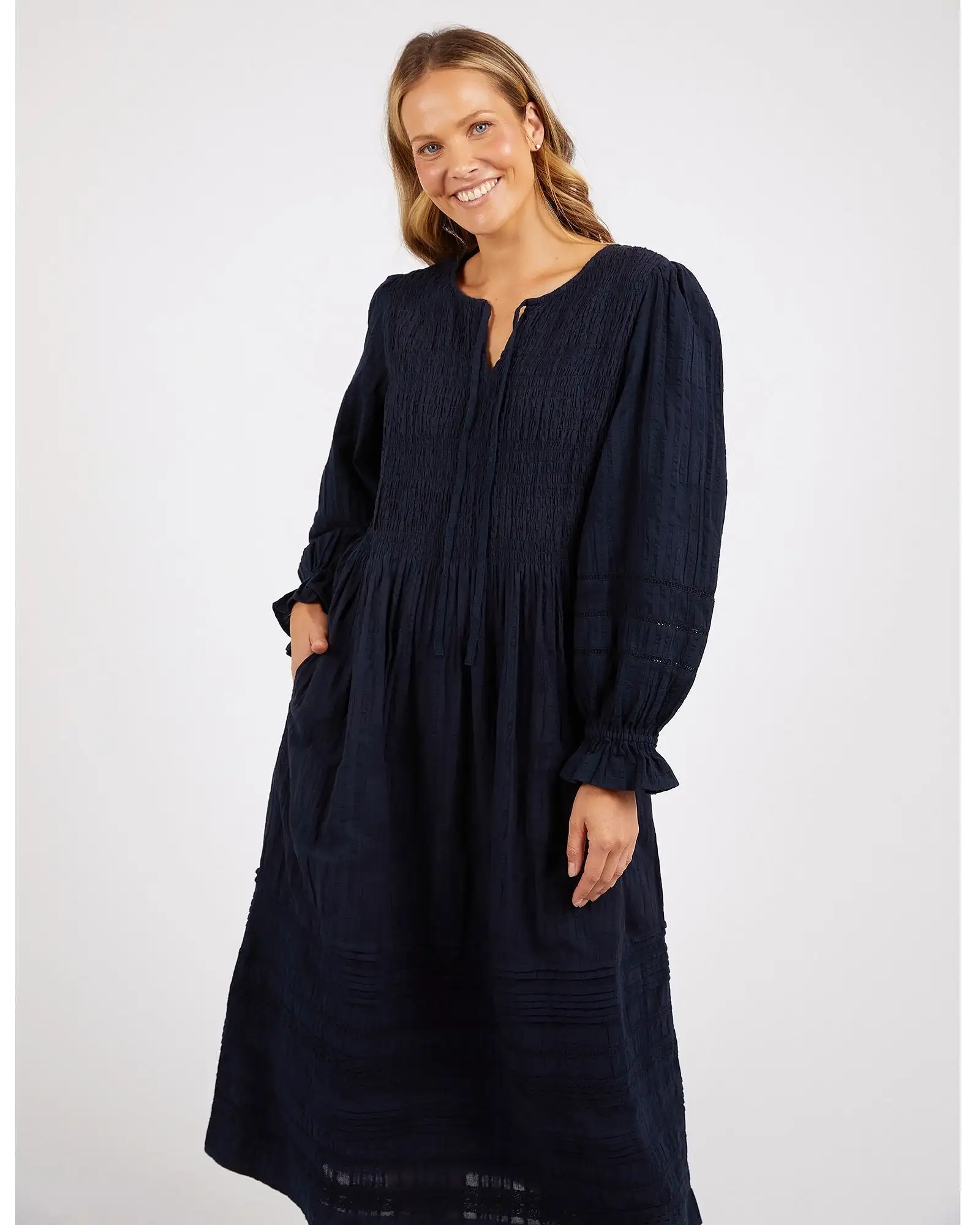 Elm - Fennel Cotton Dress - Navy