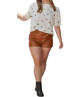 First Love Dani Faux Leather Shorts In Dessert