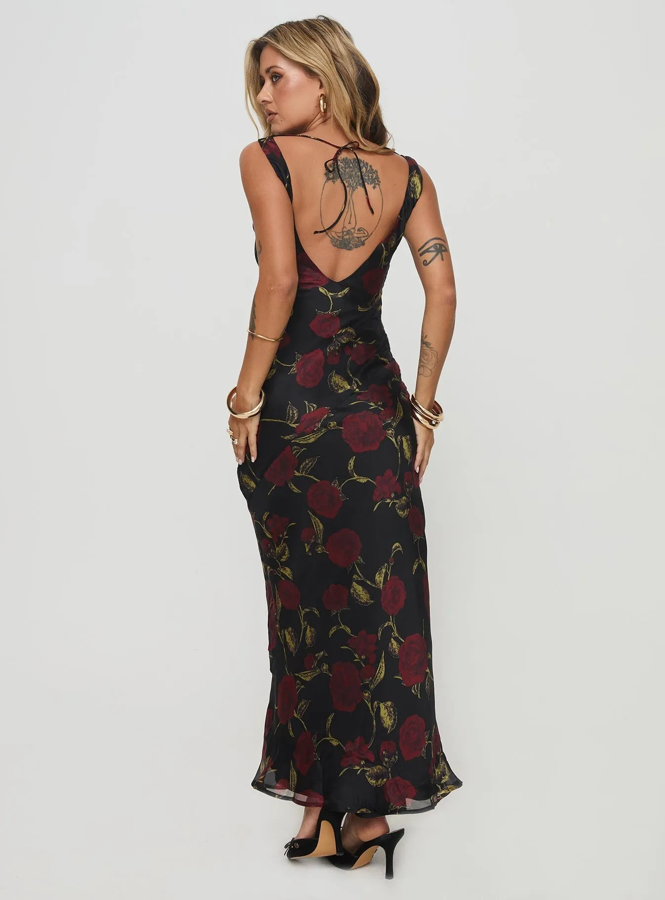 Flexi Maxi Dress Black / Red Floral