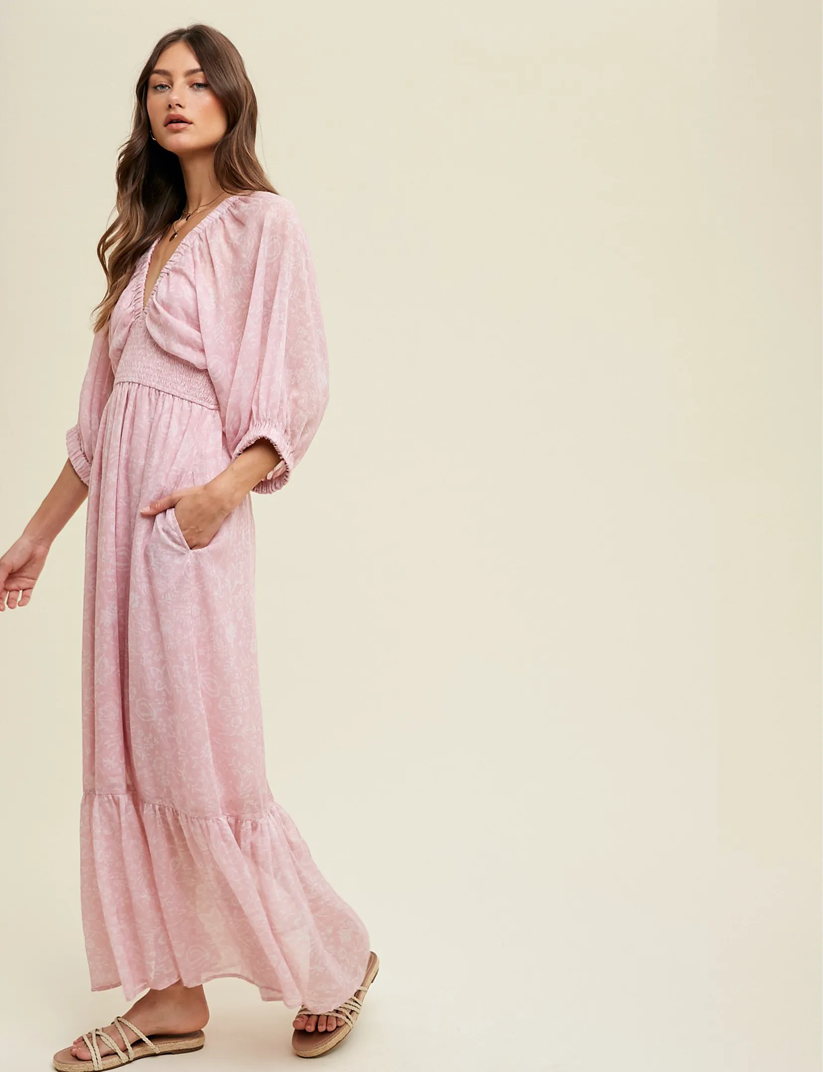 Floral Maxi Dress, Pink Floral