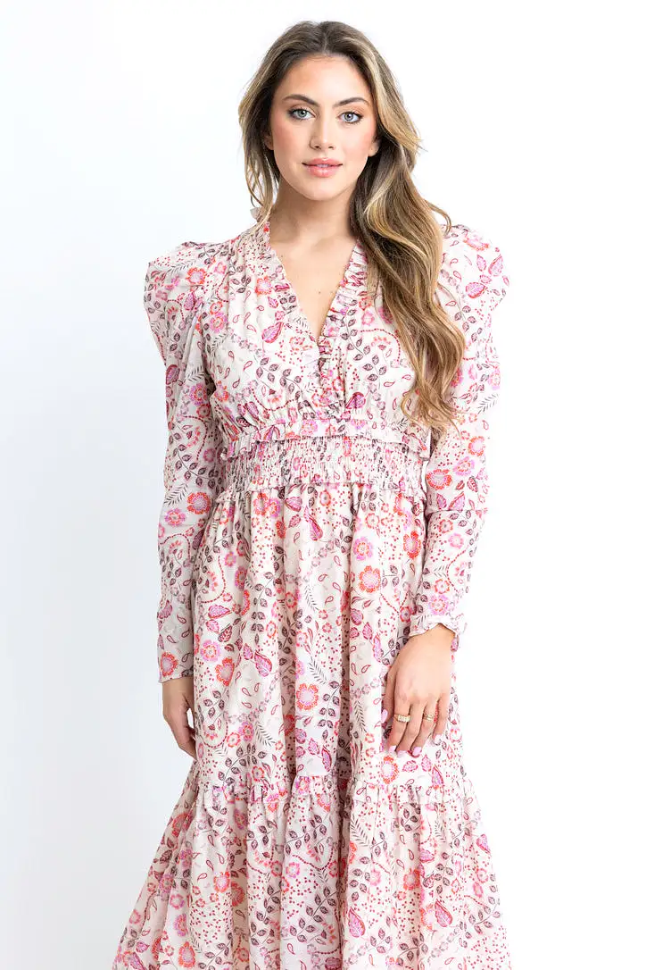 Floral Paris Vneck Maxi Dress