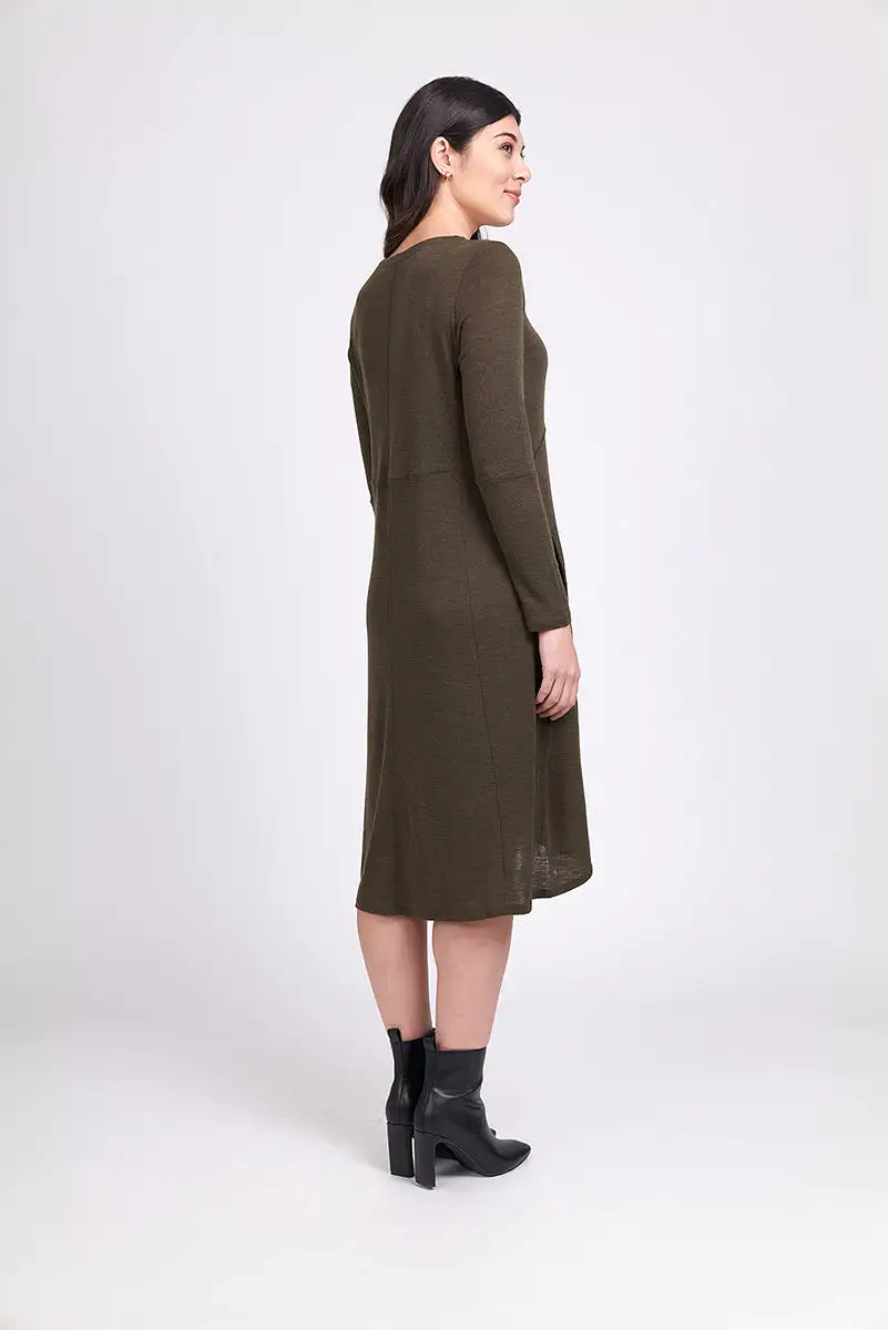 Foil - Swipe Right Merino Dress - Khaki Marle