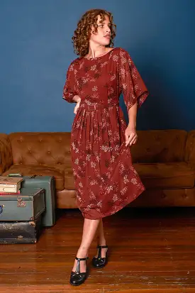 Freida Wine Floral Dress