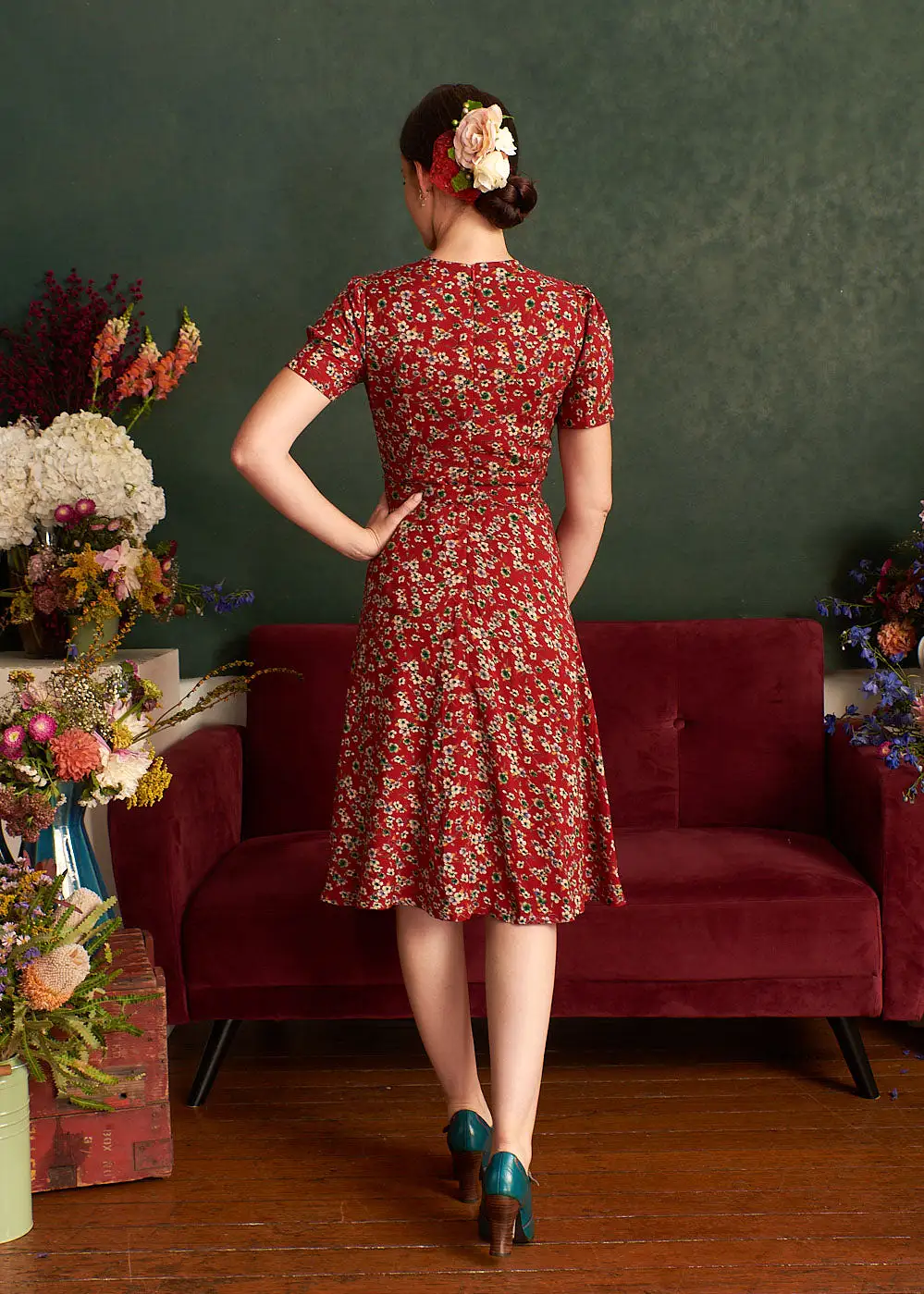 Ginger Burgundy Floral Dress