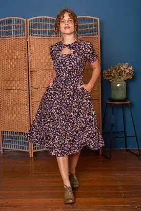 Ginger Purple Cherry Floral Dress