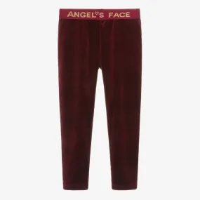 Girls Red Velour Leggings