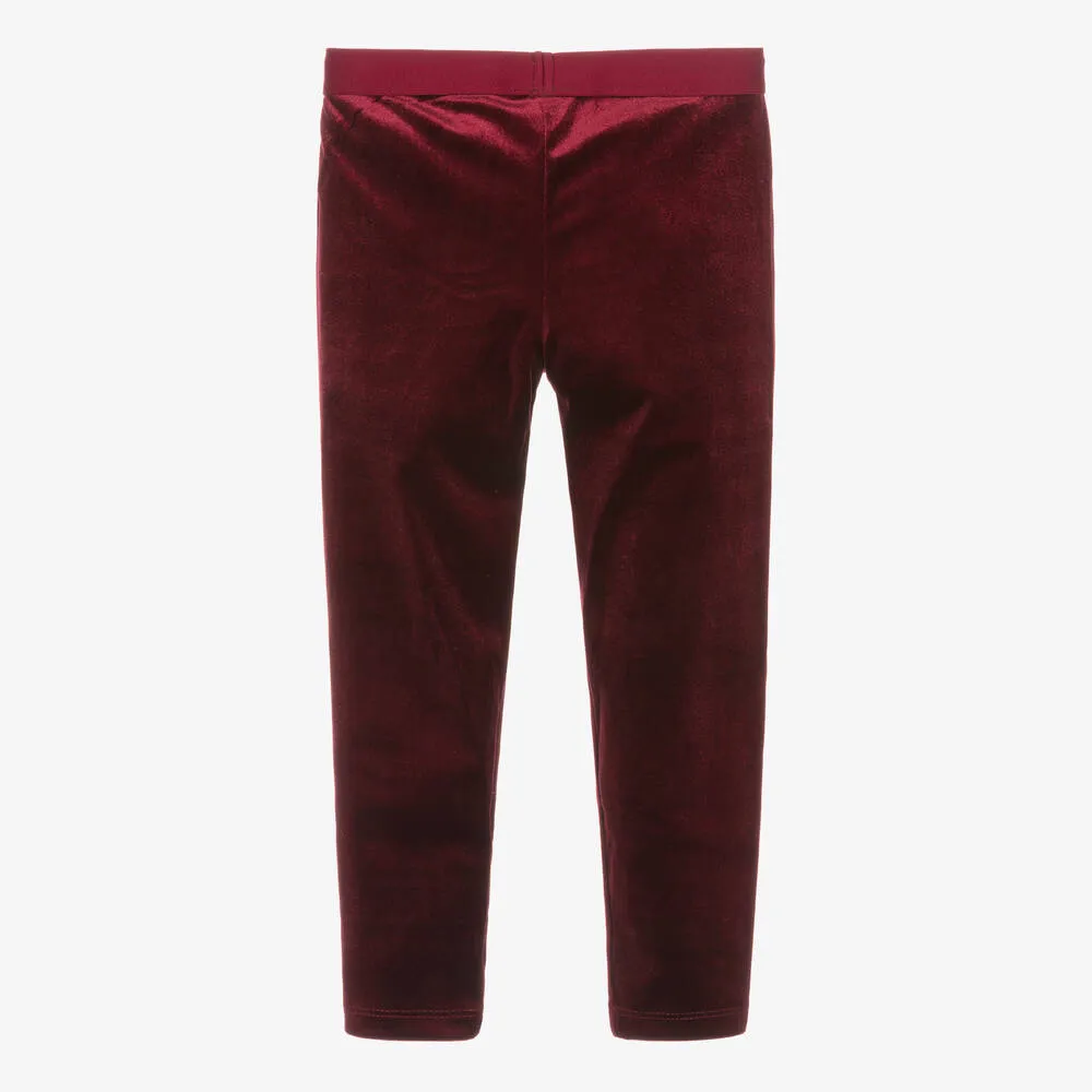 Girls Red Velour Leggings