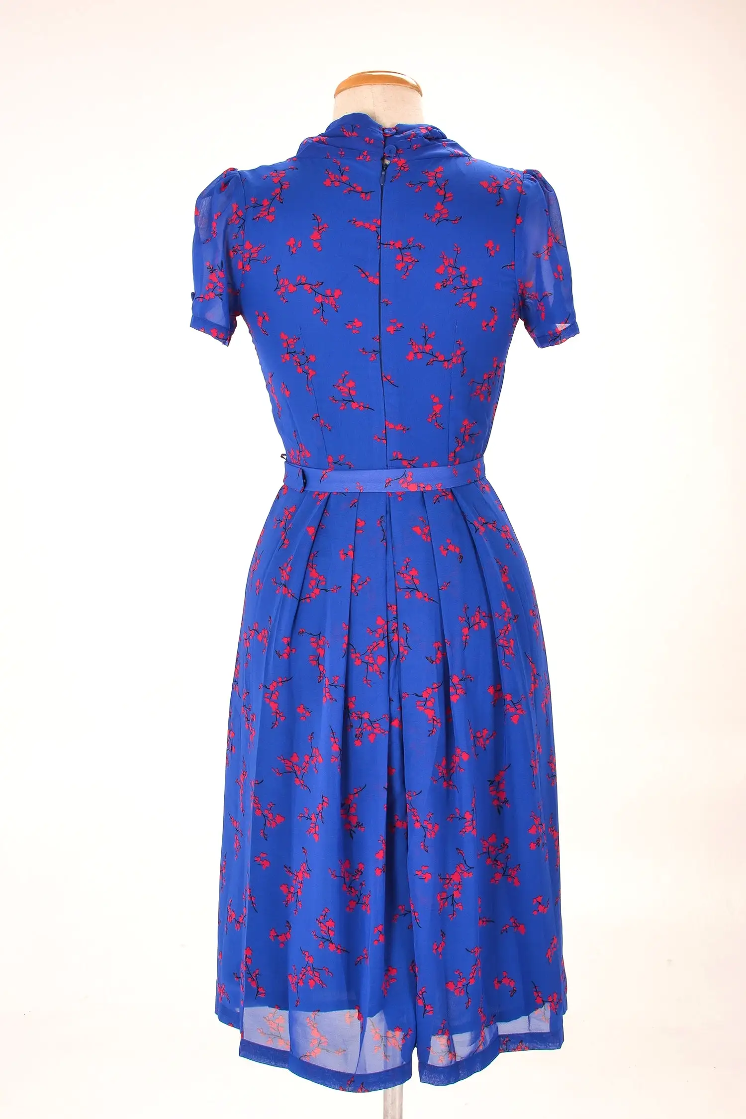 Grace Kelly Blue & Red Floral Dress