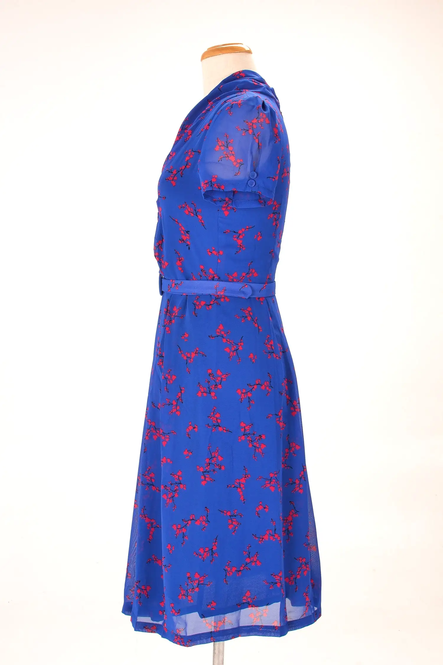 Grace Kelly Blue & Red Floral Dress