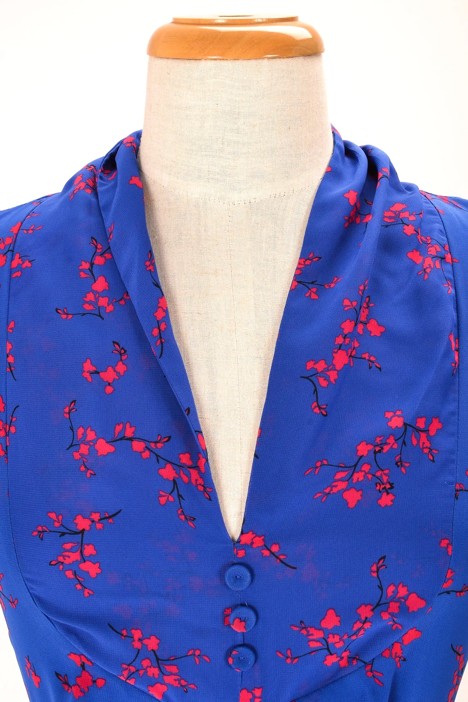 Grace Kelly Blue & Red Floral Dress